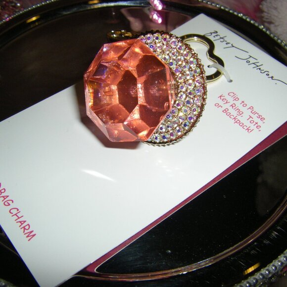 Betsey Johnson Pacifier Charm Keychain Pink NWT - Picture 2 of 4